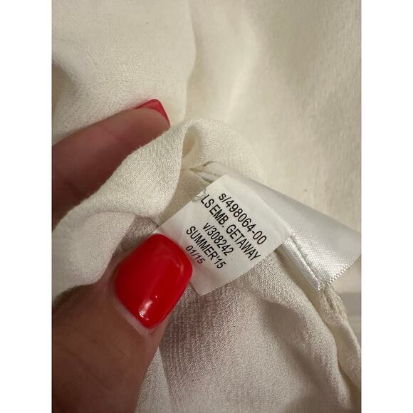 Banana Republic Women's Cream Embroidered Long Sleeves Tunic Blouse Top Size S - Picture 5 of 7